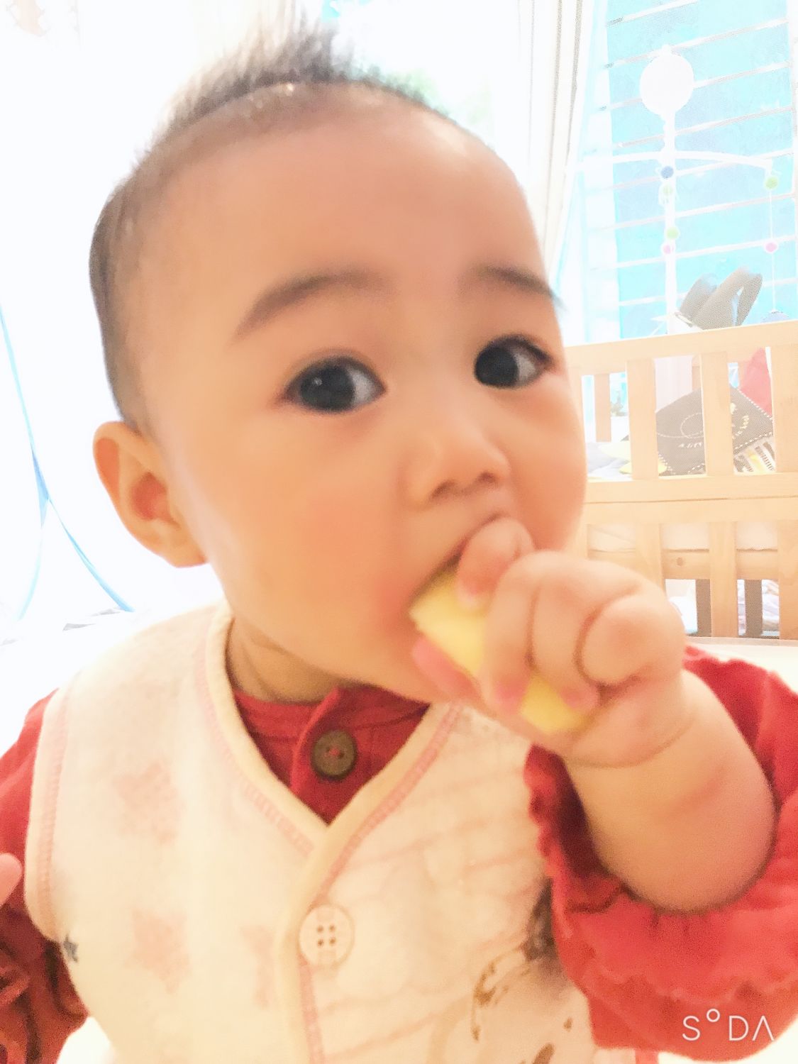Em bé tập cầm nắm nếm đồ ăn